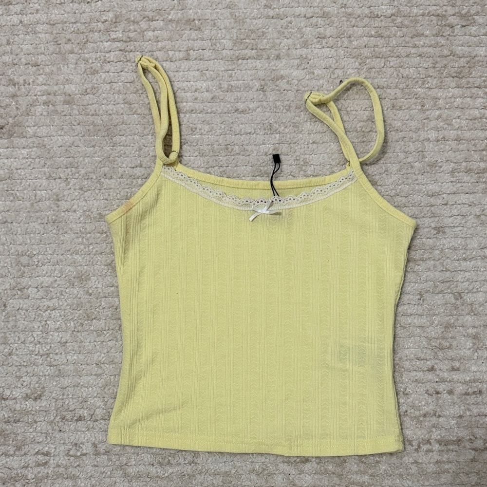 Yellow Lace Trim Camisole Top